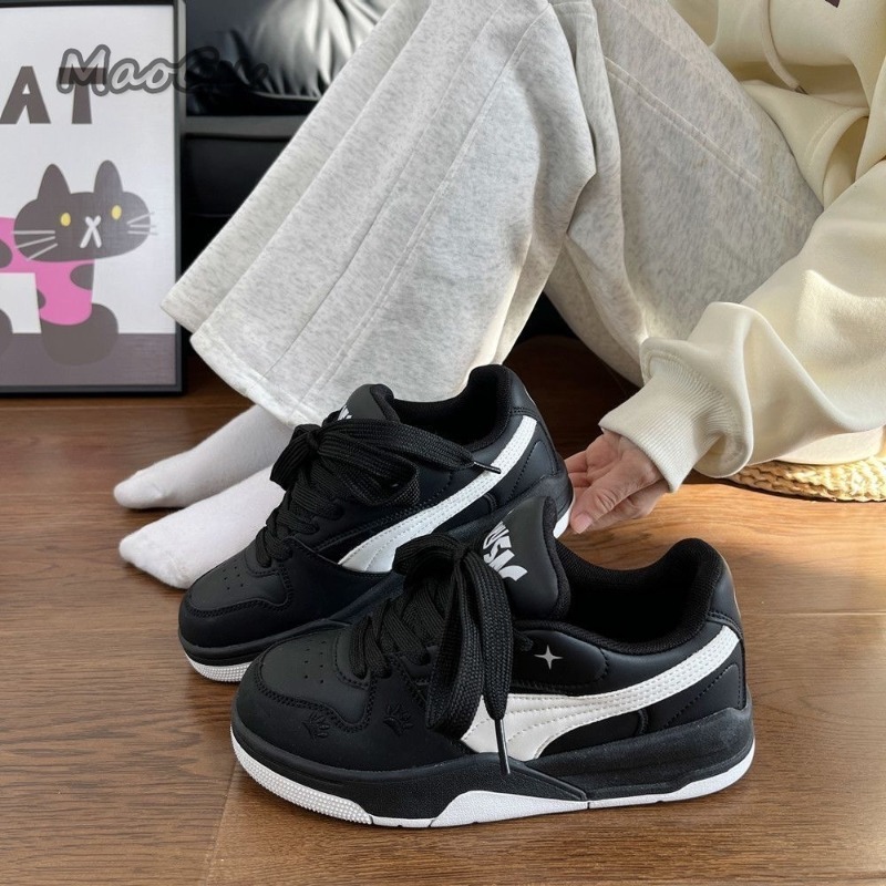 Vans Shoes Old Skool - Women's Black White Leather Skateboard Shoes