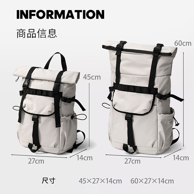 New Men's Roll Mouth Expandabl - Canvas Backpack Casual 评论和价格